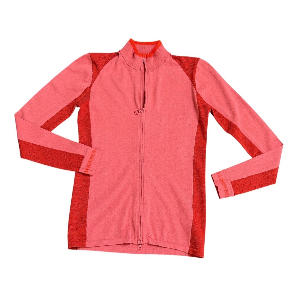 J.Lindeberg Alma Golf Knit Sweater Pink Red Full Zip Mock Neck  XS  Performance